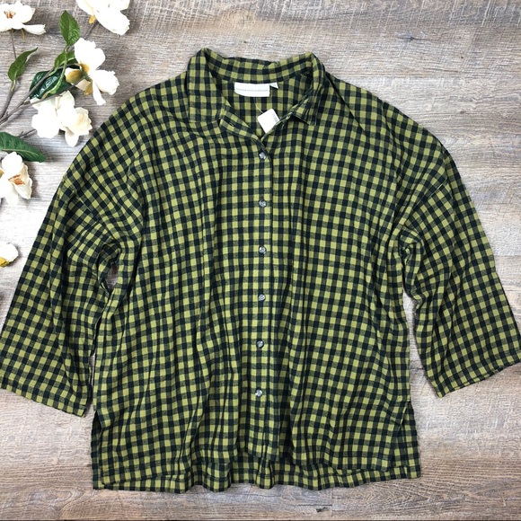 Eleven Switch Design Checkered Button Down Shirt - Picture 2 of 7